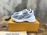 Louis Vuitton women's luxury brand round toe lace-up casual sneakers with original box