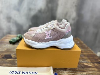 Louis Vuitton women's luxury brand round toe lace-up casual sneakers with original box