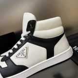 Prada new men's luxury brand high-top imported calfskin sneakers with original box