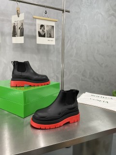 Bottega Veneta men's and women's luxury brand new wave series colorful sole thick-soled boots new Chelsea elastic boots with original box