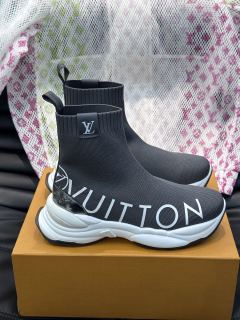 Louis Vuitton men's luxury brand high-top autumn and winter knitted sock boots with original box