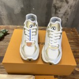 Louis Vuitton women's luxury brand leather round toe lace-up non-slip low-cut casual sneakers with original box