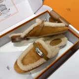 Hermes women's luxury brand Muller fur half-slippers Teddy slippers with original box