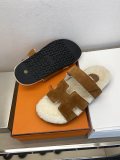 Hermes men's luxury brand leather slippers with original box