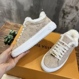 Louis Vuitton men's and women's luxury brand wool-lined thickened outsole sneakers with original box