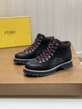 Fendi men's luxury brand cowhide lace-up nude boots with original box