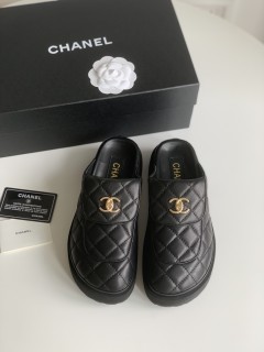 Chanel women's luxury brand thick-soled autumn and winter half slippers with original box