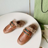 Gucci women's luxury brand winter new horsebit wool bread slippers with original box