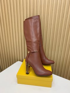 Fendi women's luxury brand thick heel boots with original box