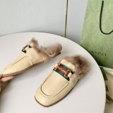 Gucci women's luxury brand winter new horsebit wool bread slippers with original box