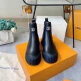 Louis Vuitton women's luxury brand Chelsea platform boots with original box