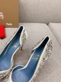 Christian Louboutin heavy crystal gem embroidery series, hand-stitched rhinestones, sheepskin pads, genuine leather outsole high heels, with original box