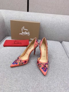 Christian Louboutin heavy crystal gem embroidery series, hand-stitched rhinestones, sheepskin pads, genuine leather outsole high heels, with original box