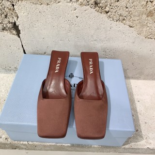 Prada 2024 Early Spring Fashion New Style Stunning Pointed Heel Shoes Baotou Slippers With Original Box