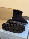 Prada women's luxury brand 2023 new autumn and winter snow boots Fur integrated suede upper snow boots with original box