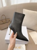 Dior autumn and winter new series sheepskin lined genuine leather large sole pointed toe boots and high heels with original box