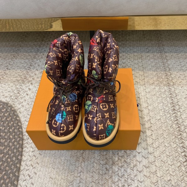 Louis Vuitton women's luxury brand autumn and winter down snow boots with original box