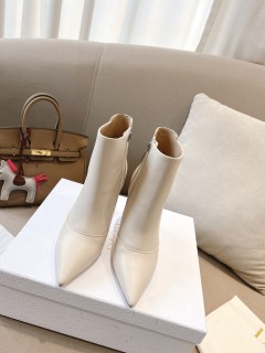 Dior autumn and winter new series sheepskin lined genuine leather large sole pointed toe boots and high heels with original box