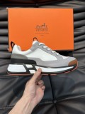 Hermes high-end men's fashion retro comfortable round-toe simple and elegant casual sports shoes with original box