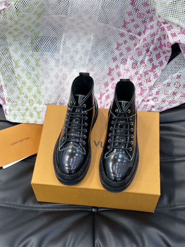 Louis Vuitton men's luxury brand autumn and winter high boots with original box