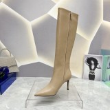 Prada's latest autumn and winter pointed toe zipper stiletto boots with original box