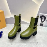 Louis Vuitton women's new autumn and winter thick-soled lace-up short boots with original box