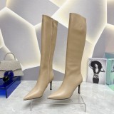 Prada's latest autumn and winter pointed toe zipper stiletto boots with original box