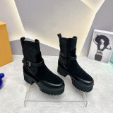 Louis Vuitton women's new autumn and winter thick-soled lace-up short boots with original box