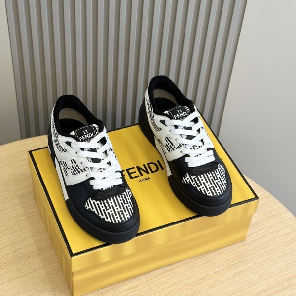 Fendi men's luxury brand lace-up casual sneakers with original box