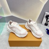 Louis Vuitton women's luxury brand 2024 new four-leaf flower embellished casual sneakers with original box