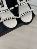 Chanel women's luxury brand platform platform camellia pearl sandals with original box