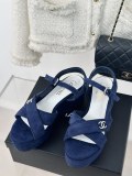 Chanel women's luxury brand spring and summer new cross-strap thick-soled sandals with original box