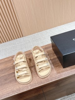 Chanel women's luxury brand spring and summer new Velcro diamond buckle sandals with original box