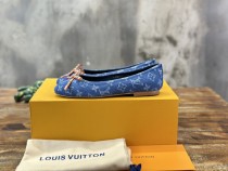 Louis Vuitton women's luxury brand denim singles shoes casual sports shoelaces original box