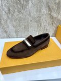 Louis Vuitton men's luxury brand imported cowhide leather outsole loafers with original box