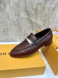 Louis Vuitton men's luxury brand imported cowhide leather outsole loafers with original box