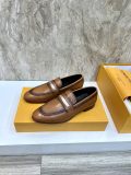 Louis Vuitton men's luxury brand imported cowhide leather outsole loafers with original box