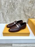 Louis Vuitton men's luxury brand imported cowhide leather outsole loafers with original box