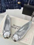 Alexander McQueen women's luxury brand classic iron toe bow ballet shoes with original box