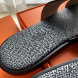 Hermes men's luxury brand leather midsole slippers with original box