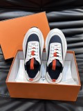 Hermes new men's luxury brand leather stitching casual sports shoes with original box