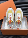 Hermes new men's luxury brand leather stitching casual sports shoes with original box