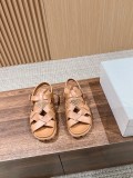 Prada 𝟮𝟬𝟮𝟰/𝐬𝐬 Prada spring and summer new Roman woven rubber retro fashionable sandals with original box