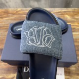 Dior men's luxury brand thick-soled denim jeans embroidered flip flops beach sandals with original box