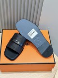 Hermes men's sandals and slippers - genuine leather outsole calfskin sandals with functional shiny black PVD-plated Kelly buckle with original box