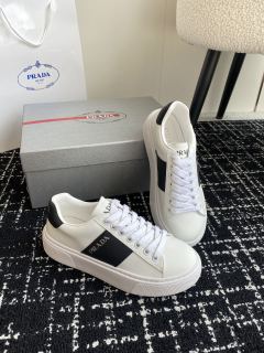 Prada men's and women's luxury brand white shoes casual sports shoes with original box