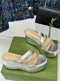 Gucci women's luxury brand spring and summer new chain thick-soled slippers with original box