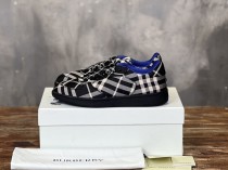 Burberry Men's Luxury Brand Vintage Check Cotton Classic Low-Top Check Canvas Sneakers with Original Box