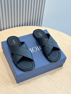 Dior men's luxury brand summer new casual comfortable leather slippers with original box