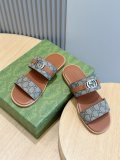 Gucci men's luxury brand classic interlocking double G slides with original box